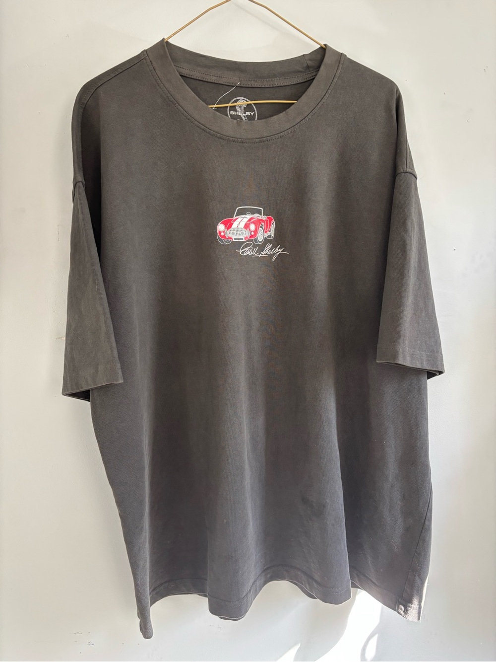 Shelby Charcoal Short Sleeve Tee with Red Car Graphic NWOT